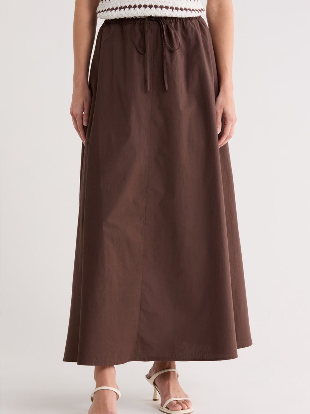 Leith drawstring poplin maxi skirt
